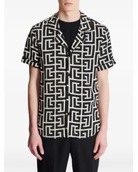 Balmain - Overhemden ,Zwart ,Pyjamashirt Met Monogramprint - Lyst