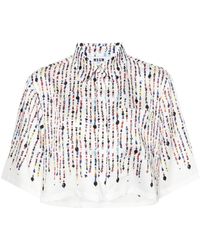 MSGM - Bead-print Cropped Shirt - Lyst