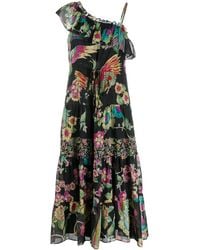 RED Valentino - One Shoulder Bird Print Dress - Lyst