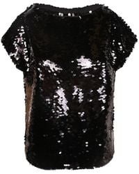 Alberta Ferretti - Sequin-Embellished Short-Sleeve Blouse - Lyst