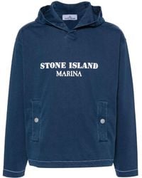 Stone Island - Hoodie en coton à logo imprimé - Lyst