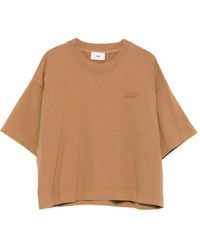 Autry - Cotton Embroidered Logo Cropped T-Shirt - Lyst