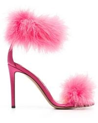 Alexandre Vauthier - Feather-Detail Open-Toe Sandals - Lyst