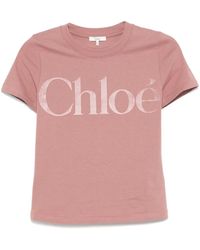 Chloé - Camiseta de jersey de algodón de con logotipo - Lyst