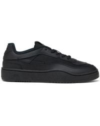 DIESEL - S-Oval Skate-Sneakers en cuir avec empiècements en tissu - Lyst