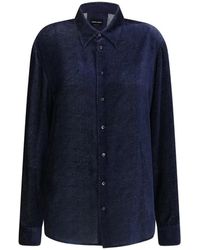Giorgio Armani - Devoré Velvet-Twill Shirt - Lyst