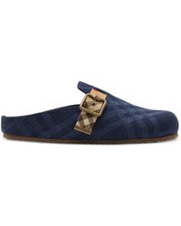 Burberry - Check Denim Urchin Clogs - Lyst