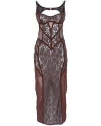 The Attico - Lace-Panelled Midi Dress - Lyst