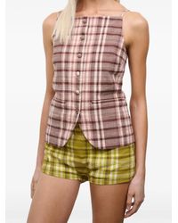 STAUD - Una Plaid Top - Lyst