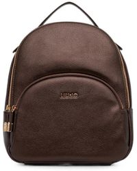 Liu Jo - Grained-Texture Logo-Plaque Backpack - Lyst