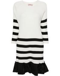 Twin Set - Stripe-print Flounce-hem Dress - Lyst