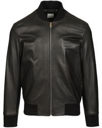 Paul Smith - Leather Bomber Jacket - Lyst