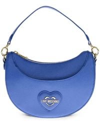 Moschino - Saffiano-Effect Heart-Patch Small Shoulder Bag - Lyst