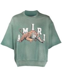 Amiri - Vintage Ss Tiger-Print Short-Sleeve Sweatshirt - Lyst