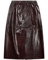 Alysi - Croc-Effect Leather Midi Skirt - Lyst
