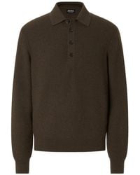 ZEGNA - Dark Mélange Oasi Cashmere Polo Shirt - Lyst