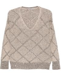 D.exterior - Sequin-Embellished V-Neck Sweater - Lyst