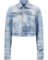 DSquared² - Distressed-Effect Denim Jacket - Lyst
