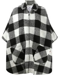 Woolrich Cape à carreaux - Noir