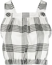 Lisa Marie Fernandez - Blouson Checked Cropped Top - Lyst