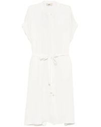 Herno - Band-Collar Short-Sleeve Midi Dress - Lyst