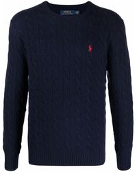 Polo Ralph Lauren - Logo-embroidered Cable-knit Jumper - Lyst