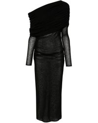 Saint Laurent - Cowl Neck Fine-knit Maxi Dress - Lyst