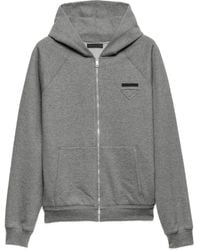 Prada - Logo-Motif Zip-Up Hoodie - Lyst