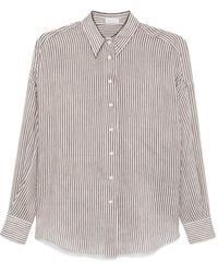 Brunello Cucinelli - Gestreiftes Organza-Hemd - Lyst