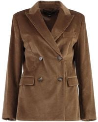 Weekend by Maxmara - Double-Breasted Velvet Blazer - Lyst