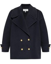 Loewe - Pebble Wool Peacoat - Lyst