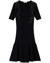 Twinset - Lace-Detail Rib-Knit Minidress - Lyst