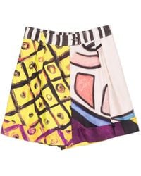 Moschino - Abstract-Print Pleated Shorts - Lyst