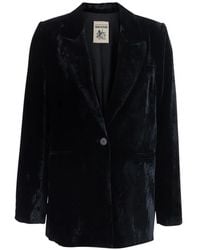 Semicouture - Velvet-Effect Single-Breasted Jacket - Lyst