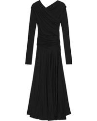 Ganni ブラック ベルベット ルーシュ マキシドレス ブラック | Lyst