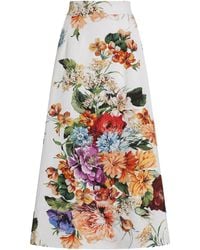 Dolce & Gabbana - Gonna Midi Con Stampa A Fiori - Lyst