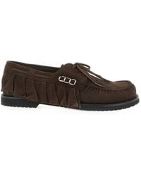 JW Anderson - Ruffle-Trimmed Suede Boat Shoes - Lyst