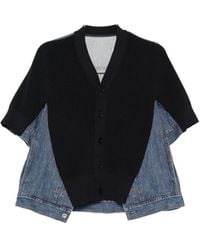 Sacai - Panelled Denim-Knit Cardigan - Lyst