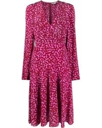 Stella McCartney - Abstract-Print Silk Midi Dress - Lyst