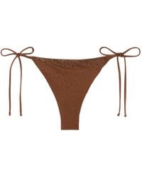 MC2 Saint Barth - Bas De Bikini À Ornements En Cristal Et Liens À Nouer - Lyst