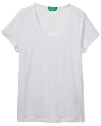 Benetton - Scoop-Neck T-Shirt - Lyst