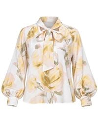 Ted Baker - Floral-Print Pussy-Bow Blouse - Lyst