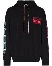 Aries - Logo-Print Drawstring Hoodie - Lyst