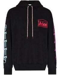 Aries - Logo-Print Drawstring Hoodie - Lyst