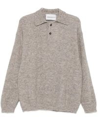 Amaranto - Gerippter Pullover Mit Knöpfen - Lyst