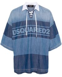 DSquared² - Logo-print Denim Polo Shirt - Lyst
