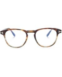 Tom Ford - Round-Frame Tortoiseshell-Effect Glasses - Lyst
