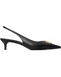 Tory Burch - Charlie Logo-Plaque Slingback Pumps - Lyst