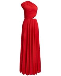 Ralph Lauren - One-Shoulder Pleated Maxi Dress - Lyst
