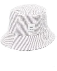 Thom Browne - Logo-patch Striped Bucket Hat - Lyst